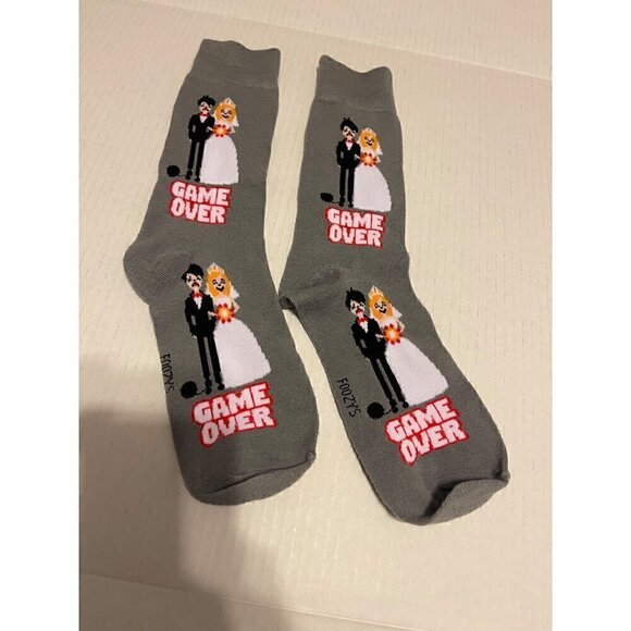 Foozy's Game Over Grey Men's Socks Size 6-12 NWOT - Picture 1 of 6